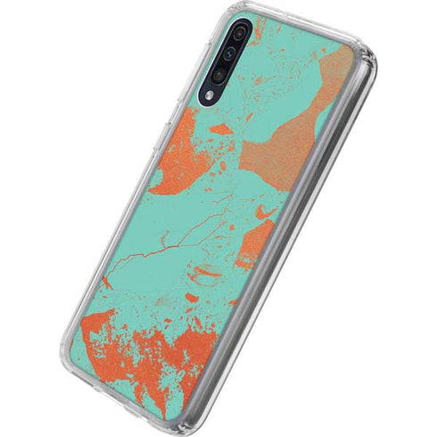 Turquoise and Orange Marble Galaxy A50 Clear Case