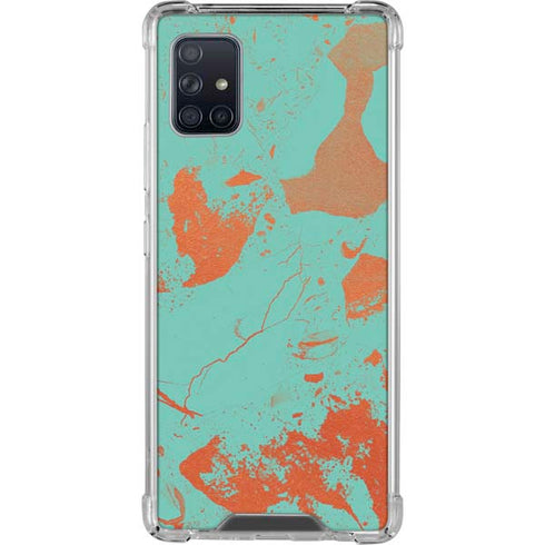 Turquoise and Orange Marble Galaxy A51 5G Clear Case