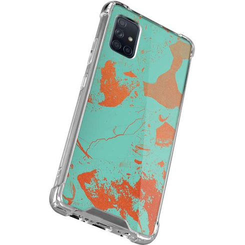 Turquoise and Orange Marble Galaxy A51 5G Clear Case
