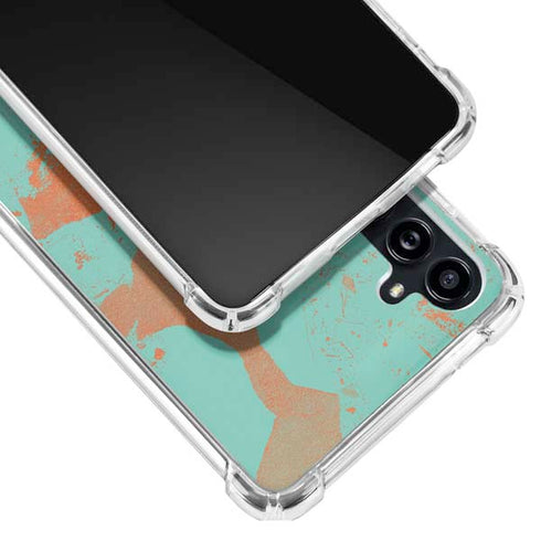 Turquoise and Orange Marble Galaxy A54 5G Clear Case