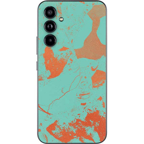Turquoise and Orange Marble Galaxy A54 5G Skin