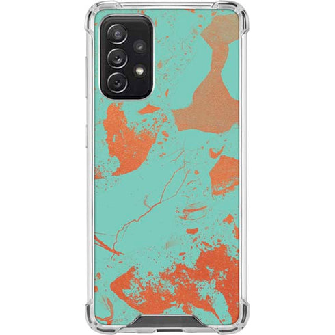 Turquoise and Orange Marble Galaxy A72 5G Clear Case