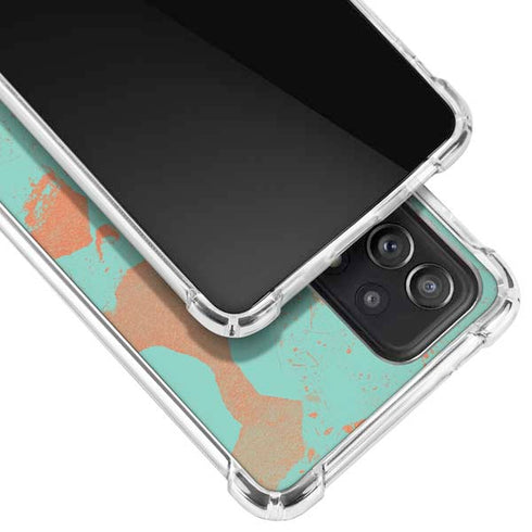 Turquoise and Orange Marble Galaxy A72 5G Clear Case