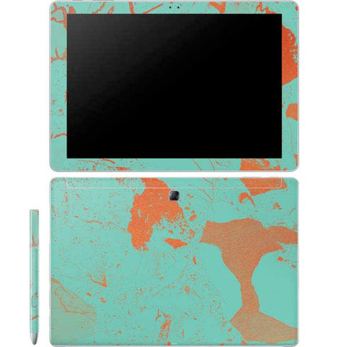 Turquoise and Orange Marble Galaxy Book 12in Skin