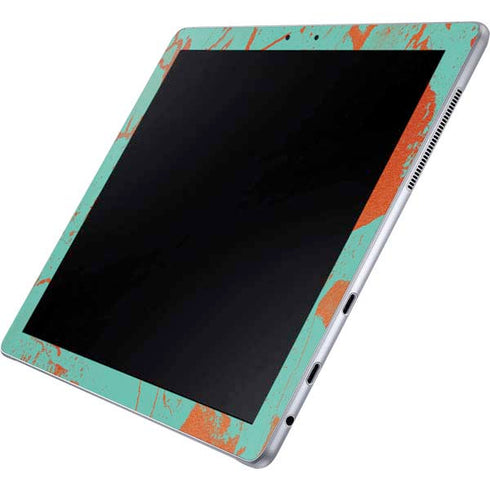 Turquoise and Orange Marble Galaxy Book 12in Skin