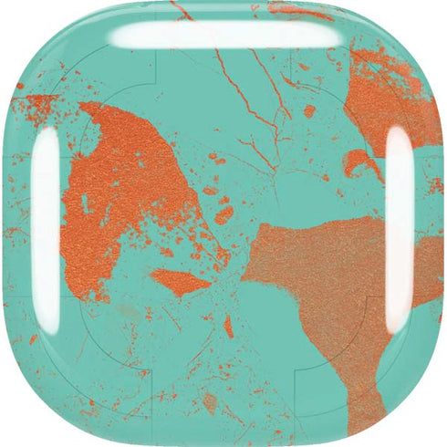 Turquoise and Orange Marble Galaxy Buds Live Skin