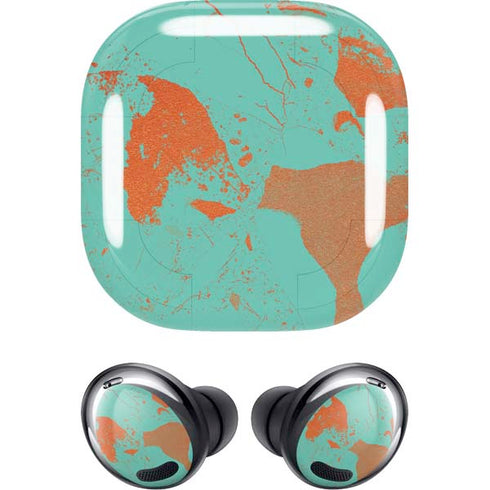 Turquoise and Orange Marble Galaxy Buds Pro Skin