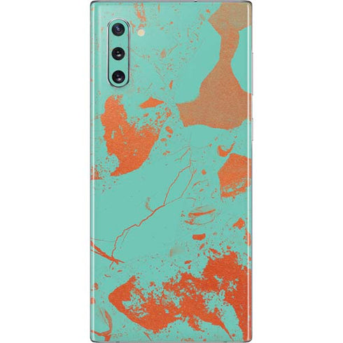 Turquoise and Orange Marble Galaxy Note 10 Skin