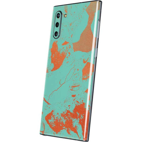 Turquoise and Orange Marble Galaxy Note 10 Skin
