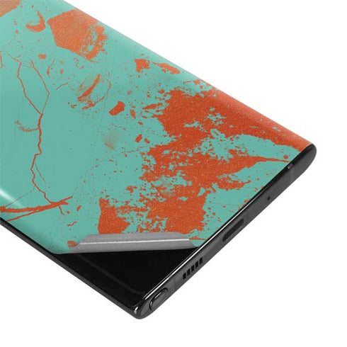 Turquoise and Orange Marble Galaxy Note 10 Skin