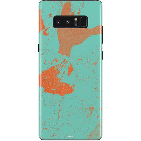 Turquoise and Orange Marble Galaxy Note 8 Skin