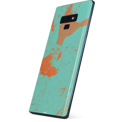 Turquoise and Orange Marble Galaxy Note 9 Skin
