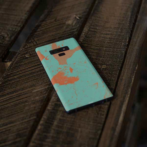 Turquoise and Orange Marble Galaxy Note 9 Skin