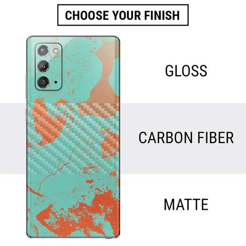 Turquoise and Orange Marble Galaxy Note20 5G Skin