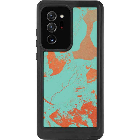 Turquoise and Orange Marble Galaxy Note20 Ultra 5G Waterproof Case