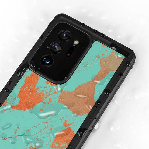 Turquoise and Orange Marble Galaxy Note20 Ultra 5G Waterproof Case