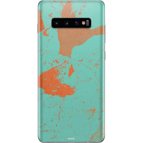 Turquoise and Orange Marble Galaxy S10 Plus Skin