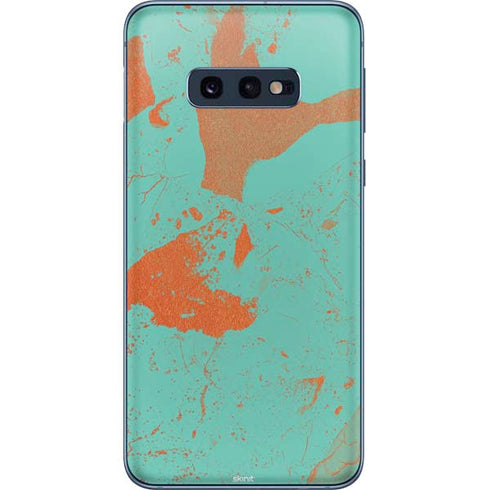 Turquoise and Orange Marble Galaxy S10e Skin
