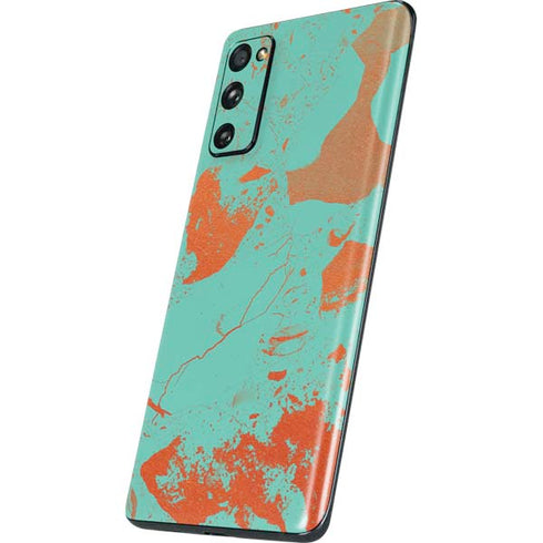 Turquoise and Orange Marble Galaxy S20 Fan Edition Skin