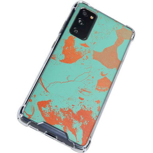Turquoise and Orange Marble Galaxy S20 FE Clear Case