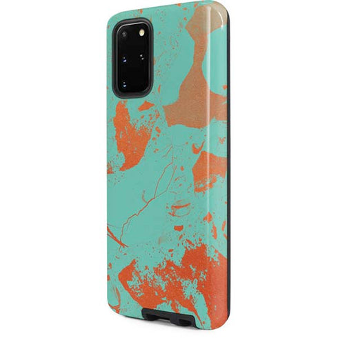 Turquoise and Orange Marble Galaxy S20 Plus Pro Case