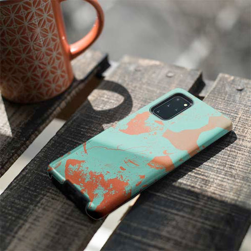 Turquoise and Orange Marble Galaxy S20 Plus Pro Case