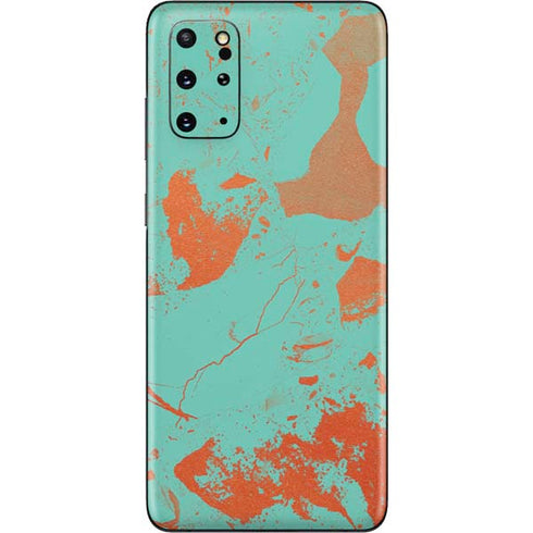 Turquoise and Orange Marble Galaxy S20 Plus Skin
