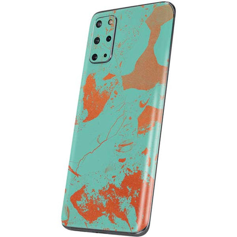 Turquoise and Orange Marble Galaxy S20 Plus Skin