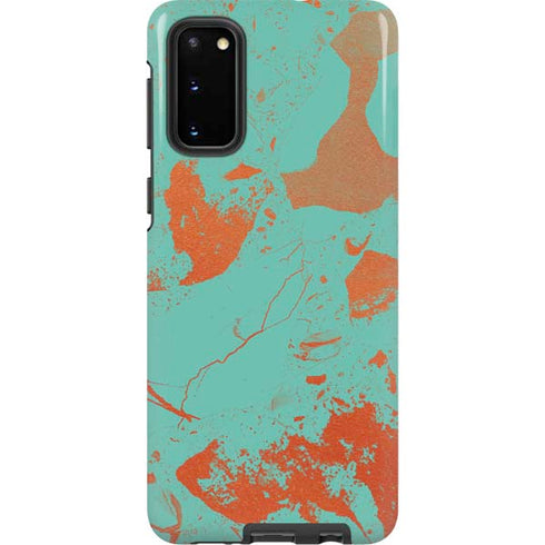 Turquoise and Orange Marble Galaxy S20 Pro Case