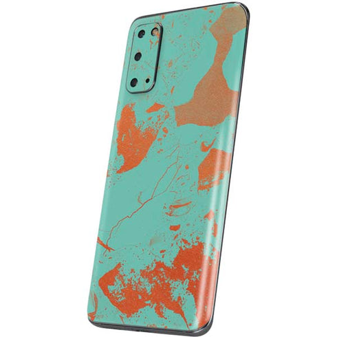 Turquoise and Orange Marble Galaxy S20 Skin