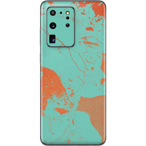 Turquoise and Orange Marble Galaxy S20 Ultra 5G Skin