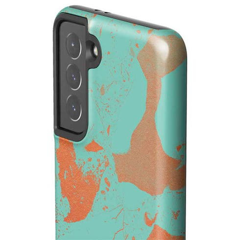 Turquoise and Orange Marble Galaxy S21 5G Pro Case
