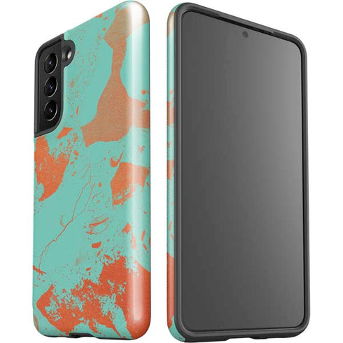 Turquoise and Orange Marble Galaxy S21 5G Pro Case