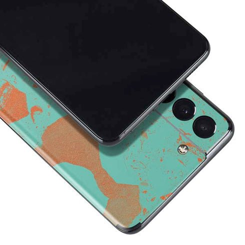 Turquoise and Orange Marble Galaxy S21 5G Skin