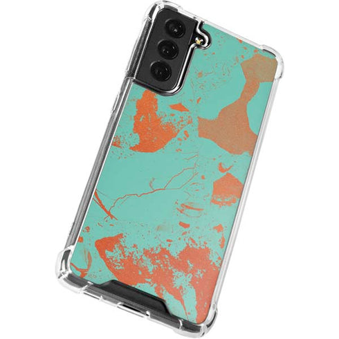 Turquoise and Orange Marble Galaxy S21 FE Clear Case