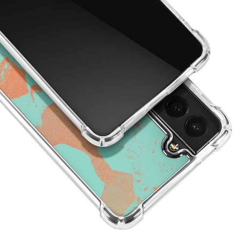 Turquoise and Orange Marble Galaxy S21 FE Clear Case