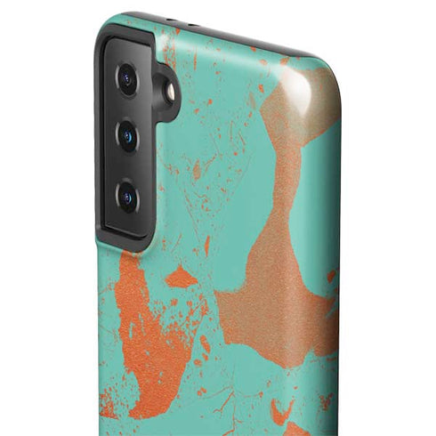 Turquoise and Orange Marble Galaxy S21 Plus 5G Pro Case