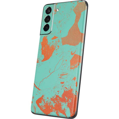 Turquoise and Orange Marble Galaxy S21 Plus 5G Skin