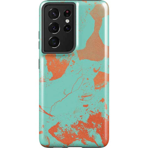 Turquoise and Orange Marble Galaxy S21 Ultra 5G Pro Case