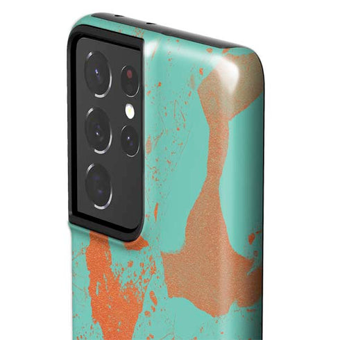 Turquoise and Orange Marble Galaxy S21 Ultra 5G Pro Case
