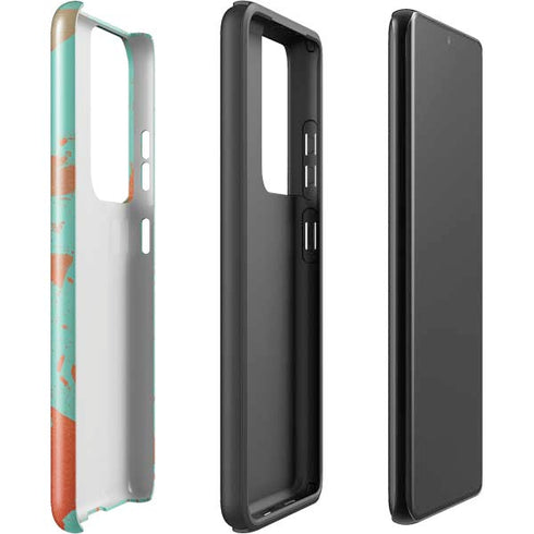 Turquoise and Orange Marble Galaxy S21 Ultra 5G Pro Case