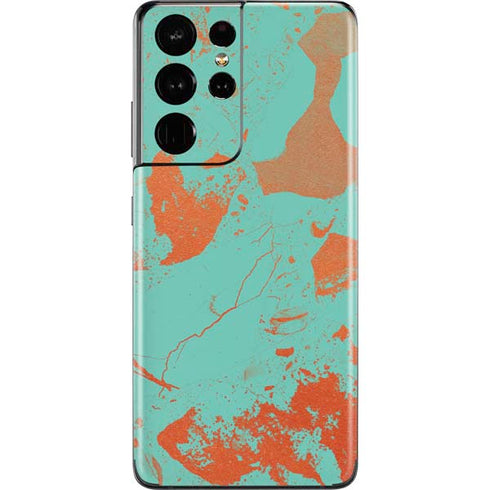 Turquoise and Orange Marble Galaxy S21 Ultra 5G Skin