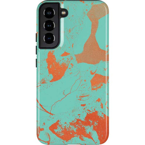 Turquoise and Orange Marble Galaxy S22 Plus Pro Case