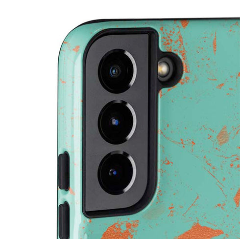 Turquoise and Orange Marble Galaxy S22 Plus Pro Case