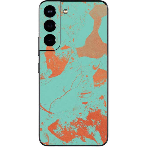 Turquoise and Orange Marble Galaxy S22 Skin