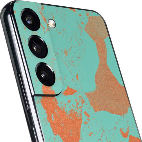 Turquoise and Orange Marble Galaxy S22 Skin