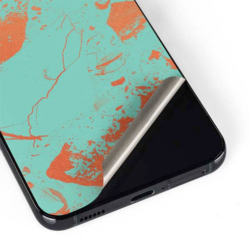 Turquoise and Orange Marble Galaxy S22 Skin