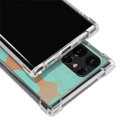 Turquoise and Orange Marble Galaxy S22 Ultra Clear Case