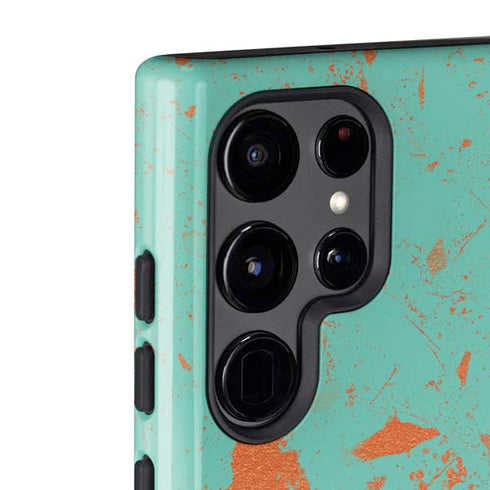 Turquoise and Orange Marble Galaxy S22 Ultra Pro Case