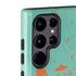 Turquoise and Orange Marble Galaxy S22 Ultra Pro Case